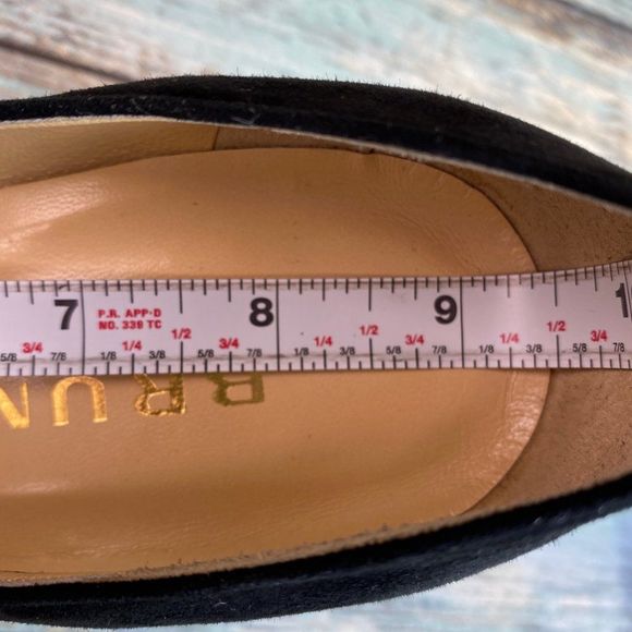 Brunate Womens Black Suede Pumps Heels Size 7-7.5M Handmade Pointed Toe Formal - Picture 8 of 13